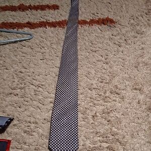 Tommy Hilfiger Navy and White Patterned Tie